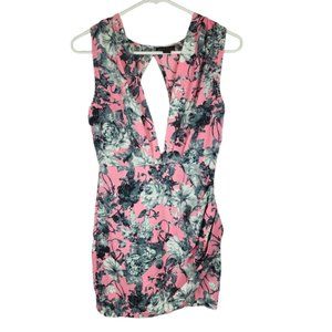 Floral mini dress open back